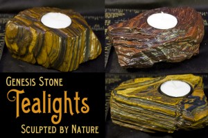 Natural stone tealight holder or base, wind sculpted Genesis Stone 2 billion years old. Rock Tealight holder