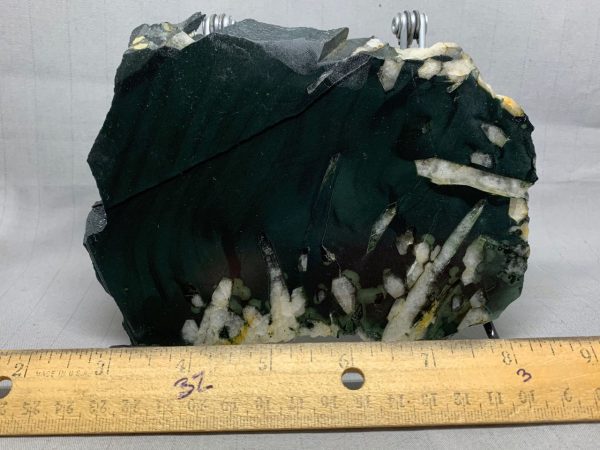 Wyoming Edwards Black Nephrite jade with crystals collector slab 1