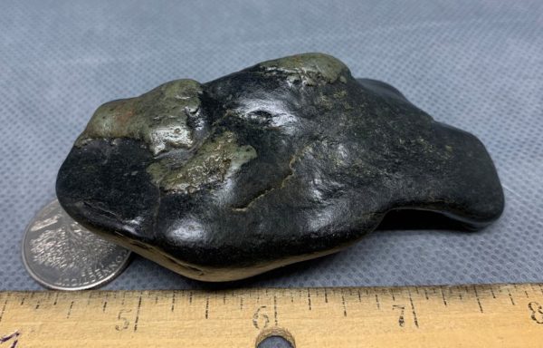 Wyoming black frogskin nephrite jade river cobble from the N. Platte River
