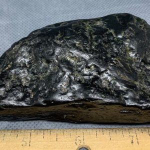 Wyoming black frogskin nephrite jade river cobble from the N. Platte River.