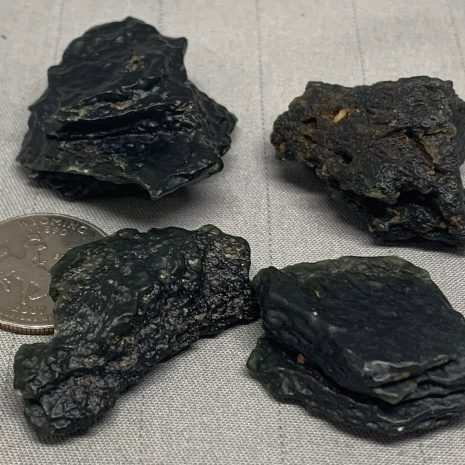 4 Dark Emerald Cinder nuggets of Wyoming nephrite jade