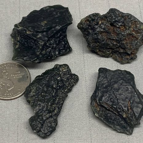 4 Dark Emerald Cinder nuggets of Wyoming nephrite jade