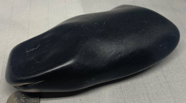 Wyoming black nephrite jade river cobble from the N. Platte River - "The Axehead"