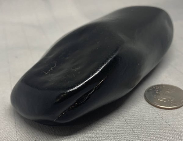 Wyoming black nephrite jade river cobble from the N. Platte River - "The Axehead"