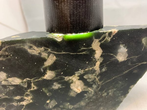Wyoming emerald olive nephrite jade with quartz crystals NQ-9