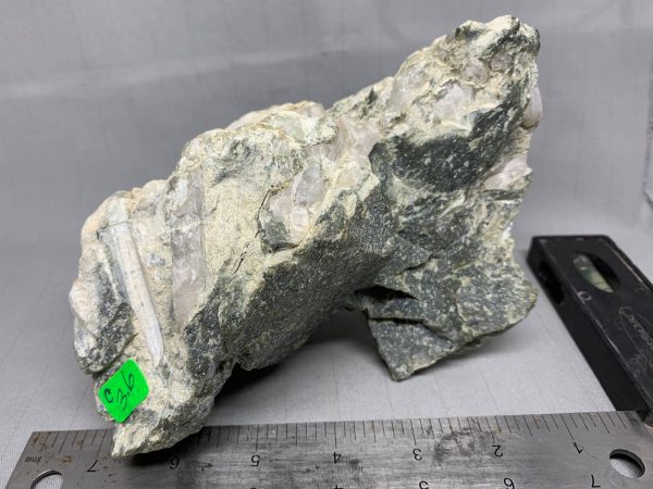 Wyoming medium olive nephrite jade with quartz crystals in rough chunks NQ-3