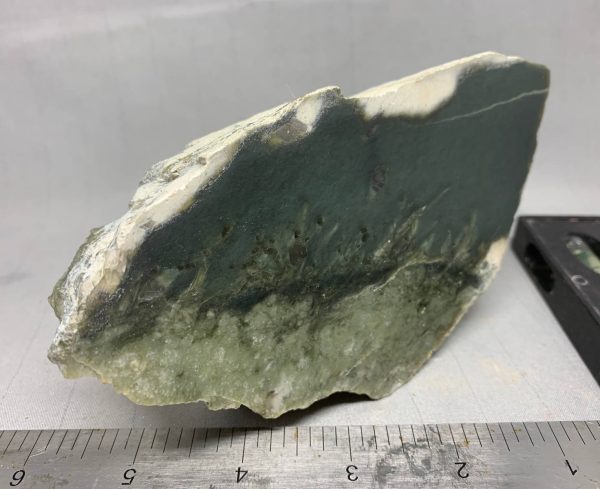 Wyoming sage olive nephrite jade with quartz crystals NQ-7