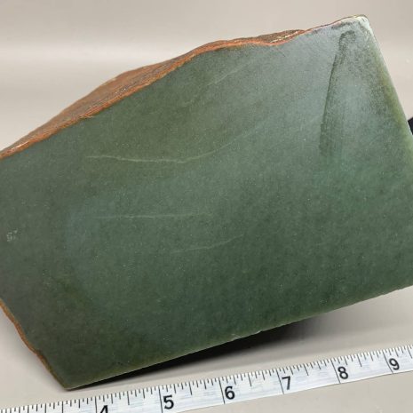 Wyoming Bi-color Bull Canyon Olive/Lt. Sage Nephrite w/quartz crystal pseudomorphs Nephrite Jade