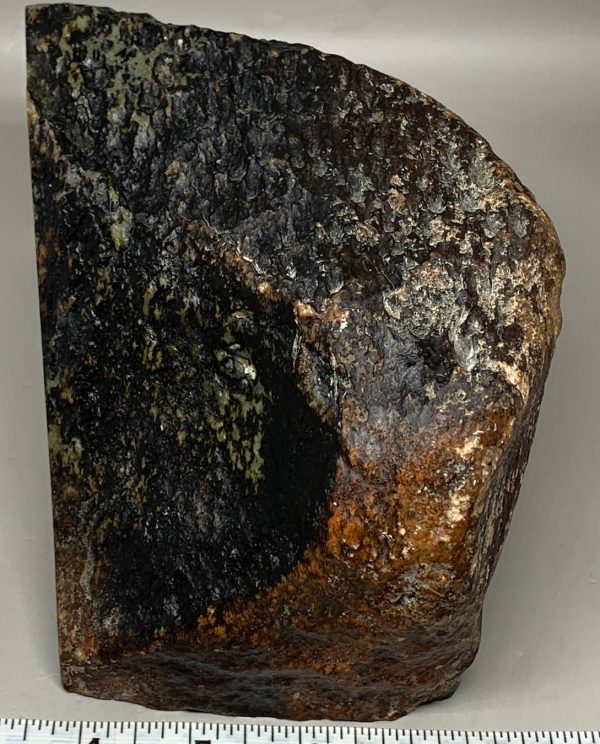 Wyoming Bi-color Bull Canyon Olive/Lt. Sage Nephrite w/quartz crystal pseudomorphs Nephrite Jade