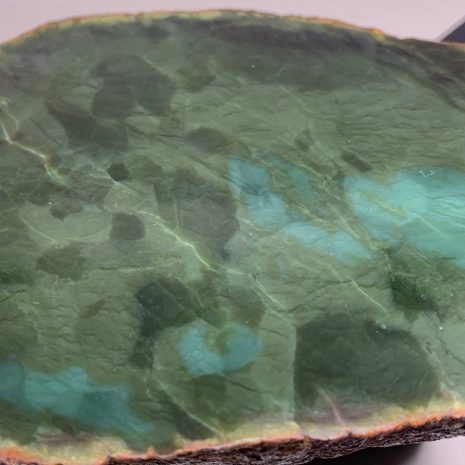 Multi-color Wyoming Bull Canyon w/blue Turtleback crystal replacement nephrite jade