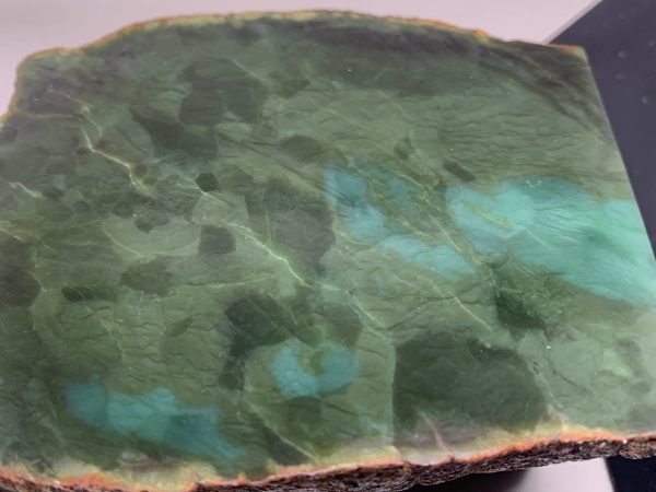 Multi-color Wyoming Bull Canyon w/blue Turtleback crystal replacement nephrite jade