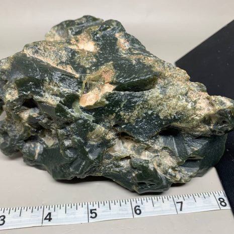 Wyoming Wind Slick Dark Olive Nephrite w/quartz crystals