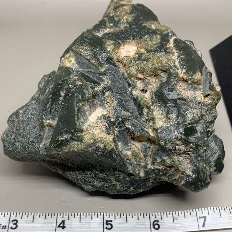 Wyoming Wind Slick Dark Olive Nephrite w/quartz crystals