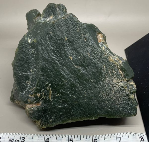 Wyoming Wind Slick Dark Olive Nephrite w/quartz crystals