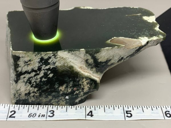Polished Wyoming Dark Olive Nephrite w/quartz crystals