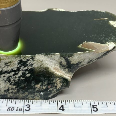 Polished Wyoming Dark Olive Nephrite w/quartz crystals