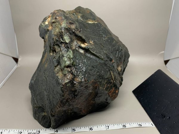 Dark Olive Nephrite w/quartz crystals Windslick cut bottom