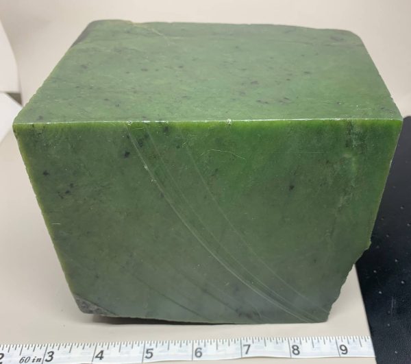 Solid block of British Columbian BC nephrite jade with spots