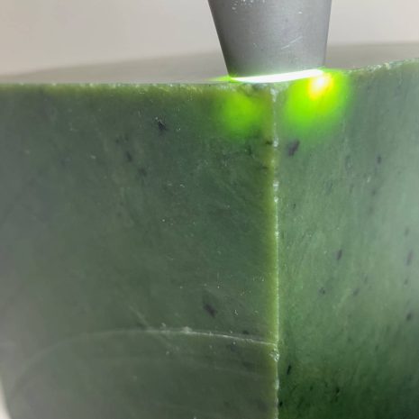 Solid block of British Columbian BC nephrite jade with spots